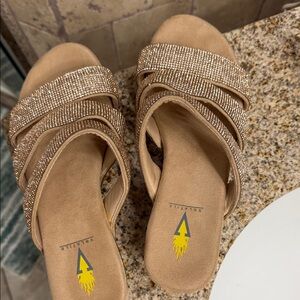 Volatile Tan Sandals with Sparkling Straps